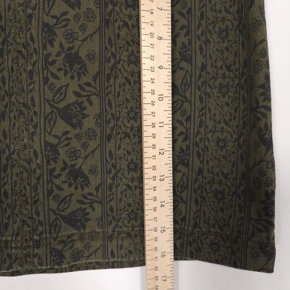 Free People Mini Skirt Size‎ 10 Modern Femme Floral Print Denim Green